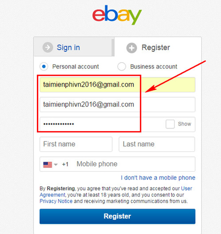 mua hàng qua mạng Ebay