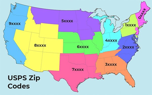 Mã Zip ở Mỹ: Bảng mã Zip Code – mã bưu chính 50 Bang của Mỹ