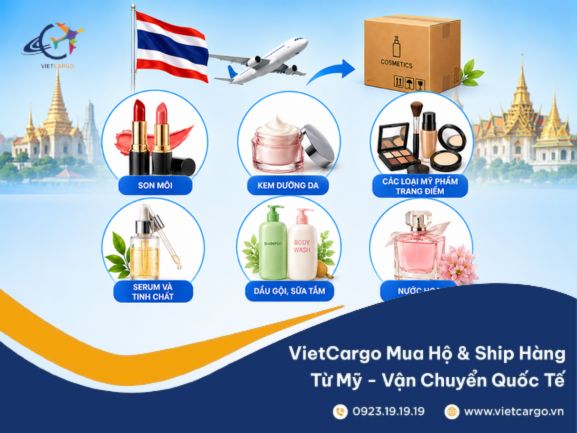 Các loại mỹ phẩm thường được gửi sang Thái Lan